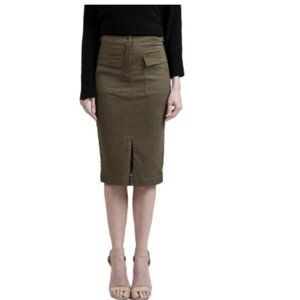 NEW J.O.A. Green Olive Cargo Pencil Skirt Small S